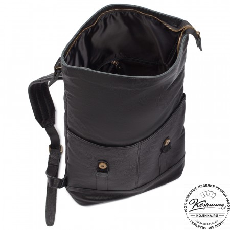 Кожаный рюкзак "Бэнжамин" (чёрный)