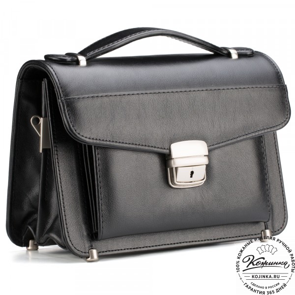 Кожаная барсетка "Колумбия" (черная). фото 1