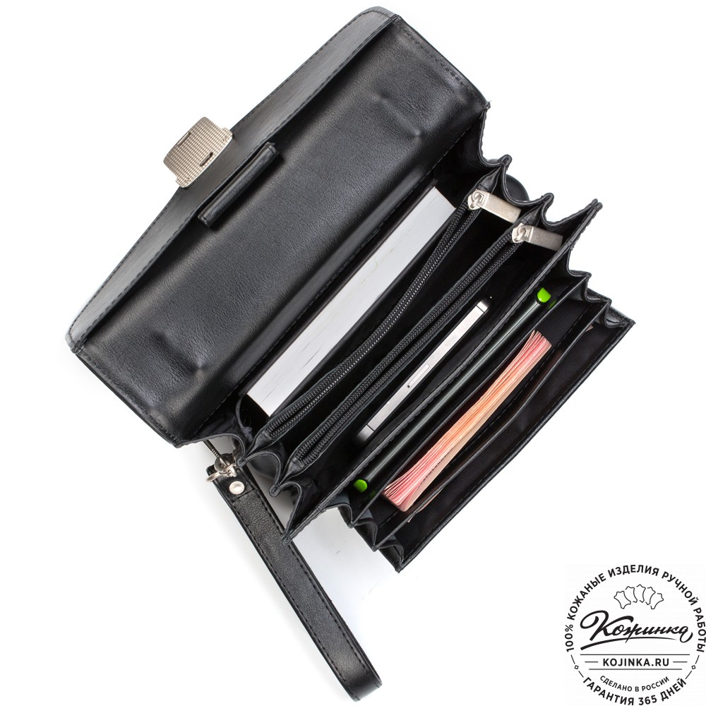 Кожаная барсетка "Колумбия" (черная)