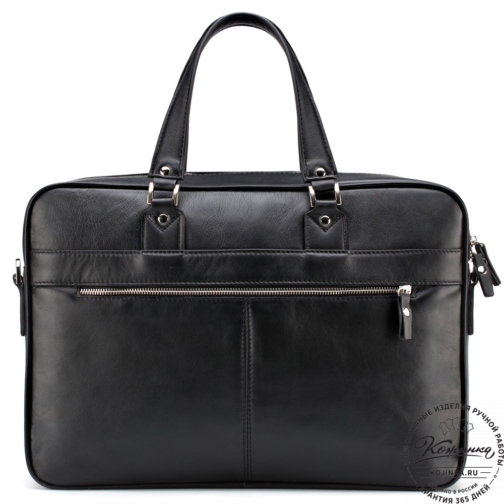 Кожаная деловая сумка "Роберт" (чёрная) 