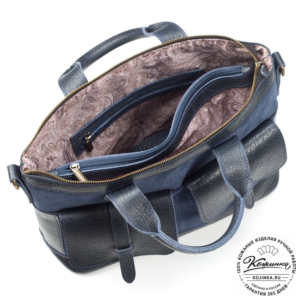 Женская кожаная сумка "Эльза" (синяя)