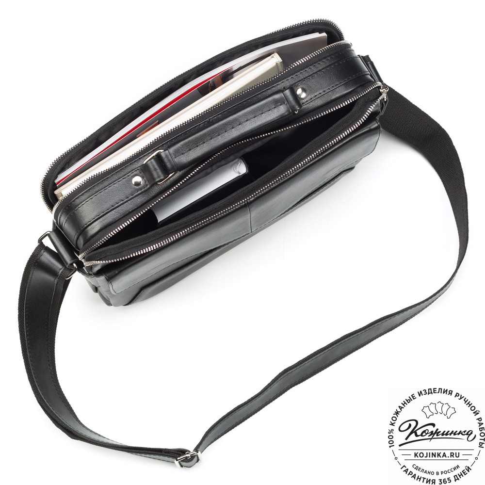 Кожаная сумка "Леон" (чёрная)