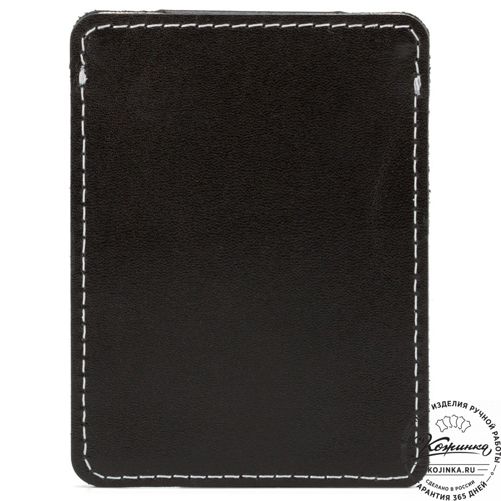 Кожаный картхолдер "Мексика" с кармашком для карт Stop RFid (чёрный)