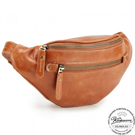 Кожаная сумка на пояс "Сандро" (рыжая) 