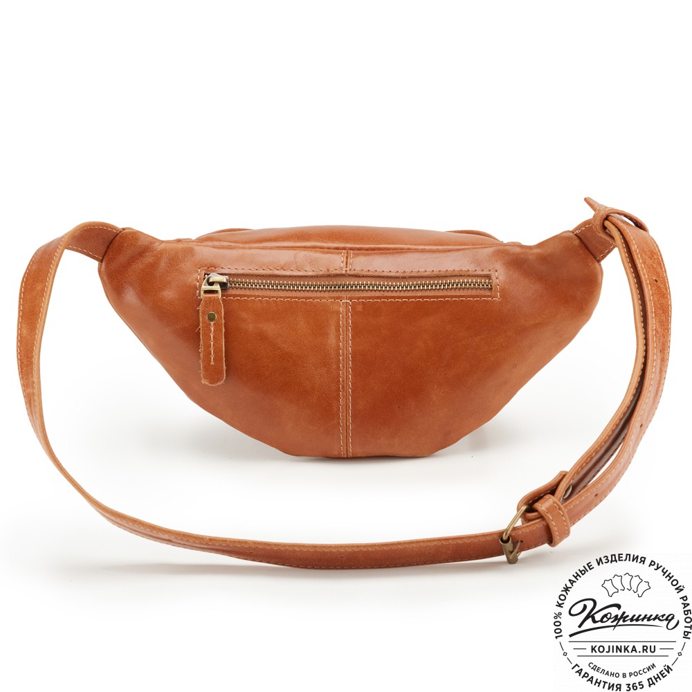 Кожаная сумка на пояс "Сандро" (рыжая) 