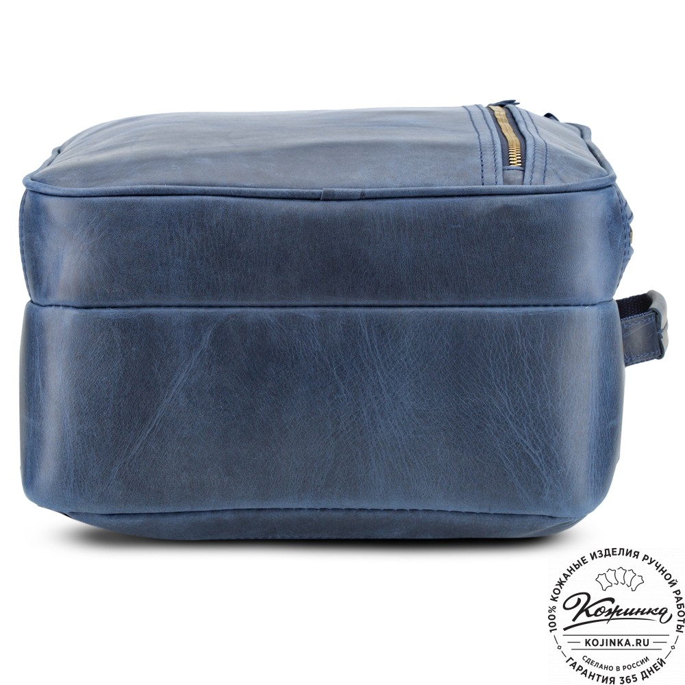 Кожаный рюкзак-сумка "Брюс" (синий воск) 