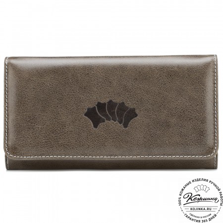 Кожаное портмоне "Франция" (оливковое)