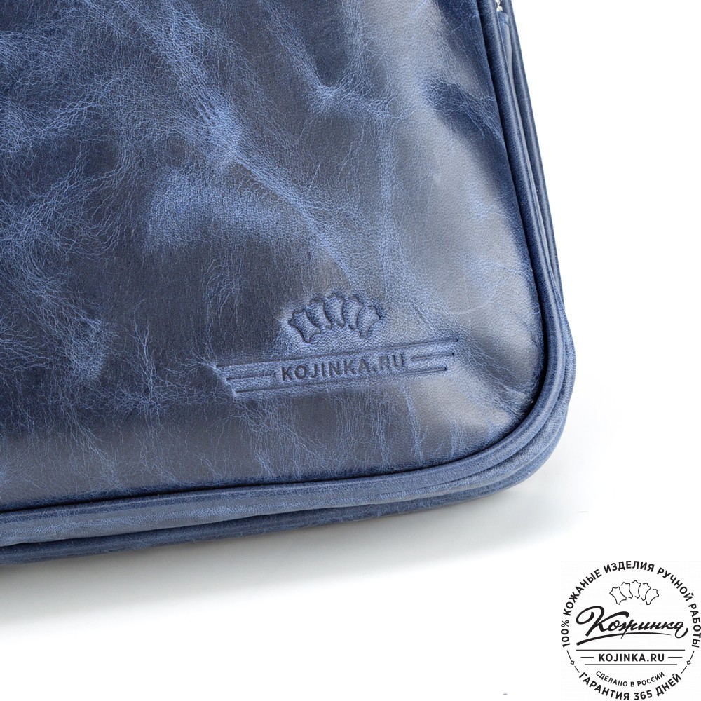 Кожаная деловая сумка "Кларк" (синий антик) 
