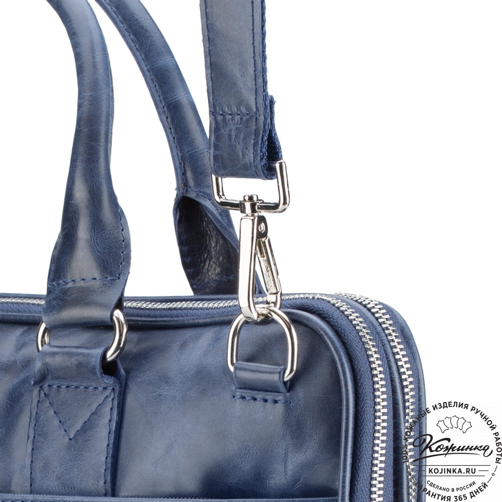 Кожаная деловая сумка "Кларк" (синий антик) 
