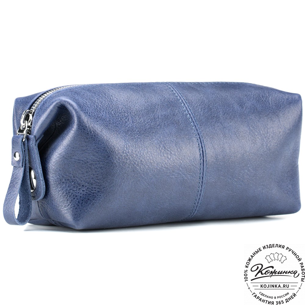 Кожаная косметичка "Бамбина" (синяя)