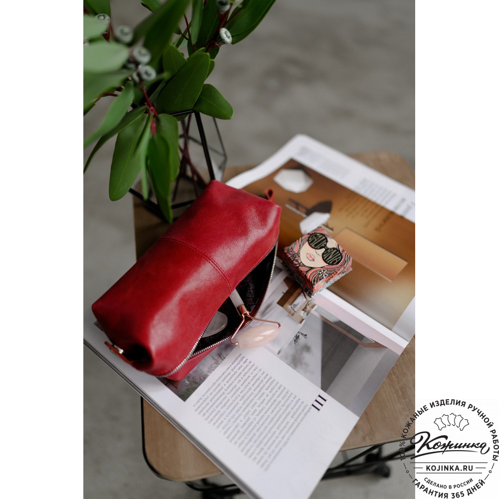 Кожаная косметичка "Бамбина" (рыжая)