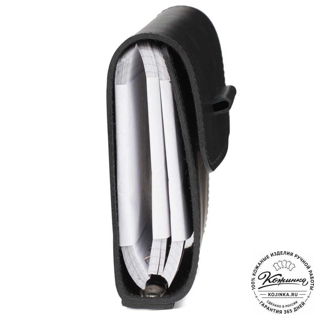 Кожаный ежедневник на кольцах "Самуэль" (чёрный)