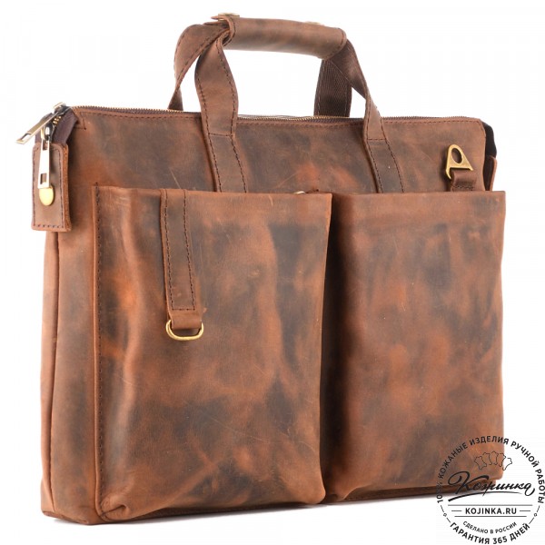 Кожаная деловая сумка "Стюарт" (тёмно-коричневый крейзи). фото 1