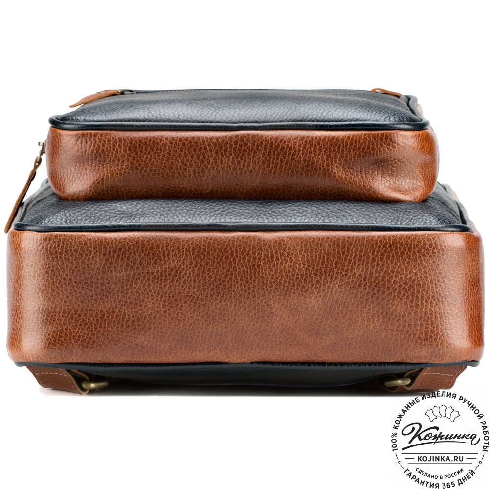 Кожаный рюкзак "Касандра" (синий с бежевым)