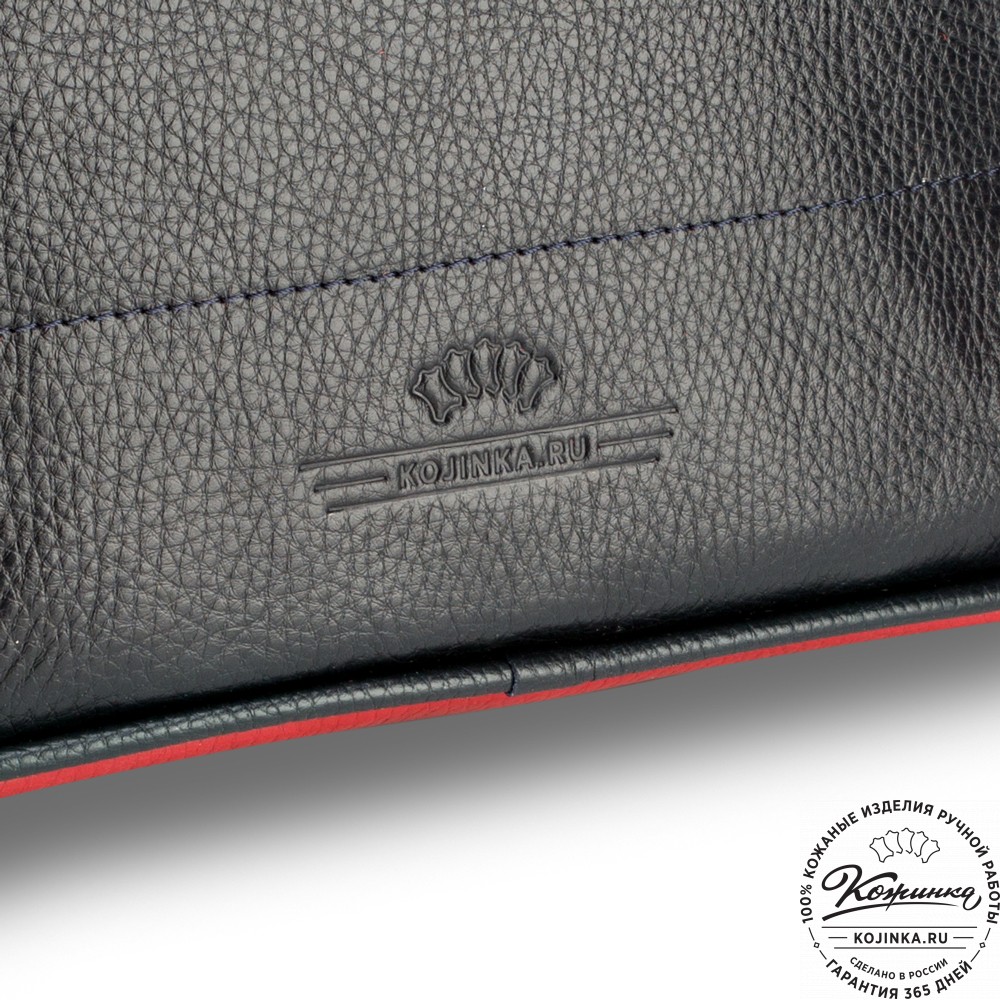 Кожаный рюкзак "Касандра" (синий с красным)