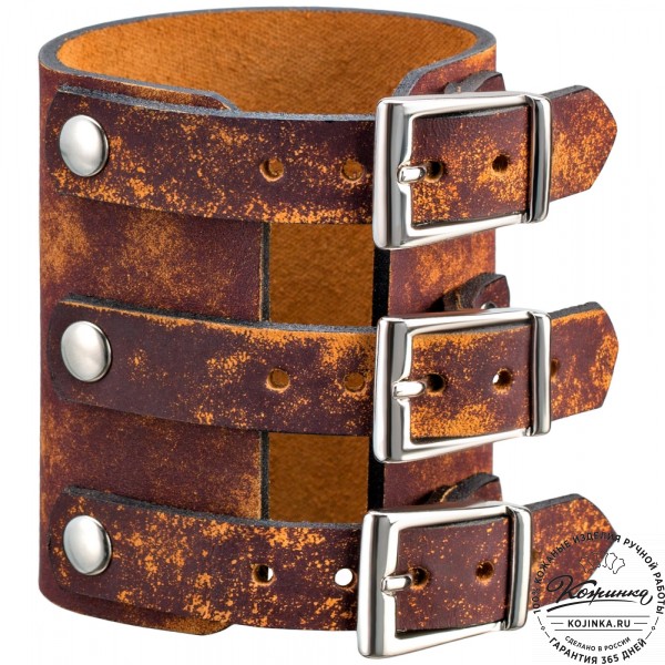 Кожаный браслет "Питэр" (коричневый эксклюзив). фото 1