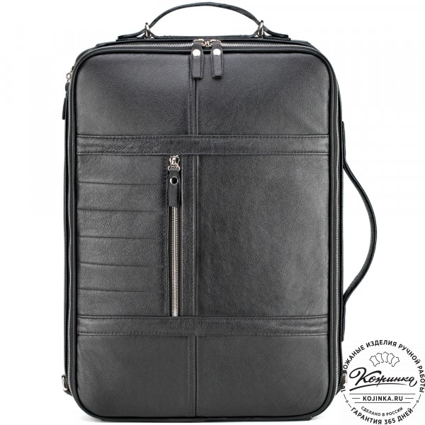 Кожаный рюкзак-сумка "Лесснер" (черный). фото 1