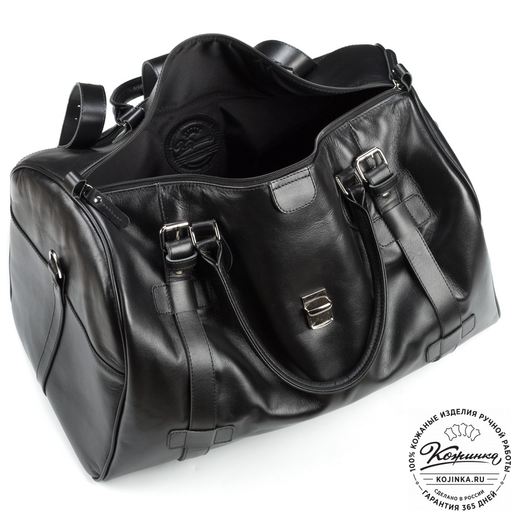 Кожаная дорожная сумка "Кордова" (чёрная)