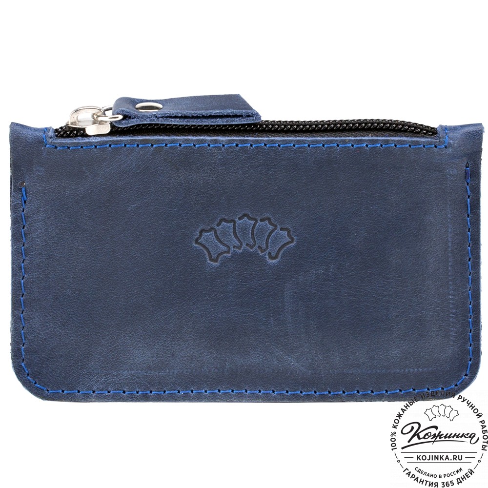 Кожаный картхолдер "Мурано" (синий)