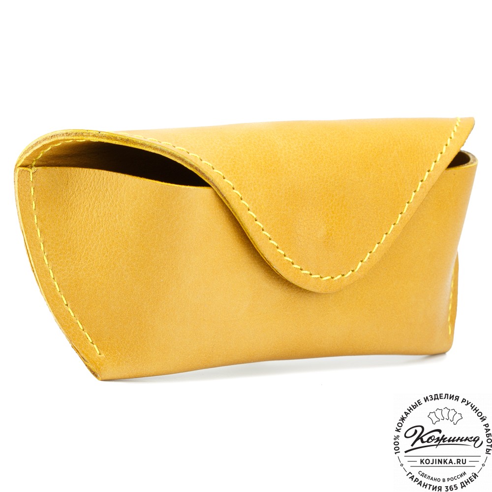 Кожаный футляр для очков из мягкой кожи  (жёлтый) 