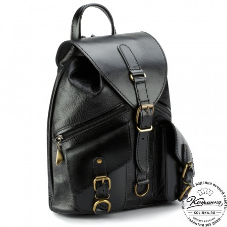 Кожаный рюкзак "Пилот" (чёрный)