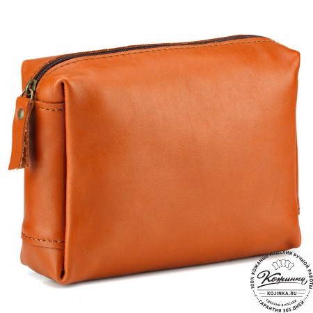 Кожаная косметичка "Прима" (рыжая)
