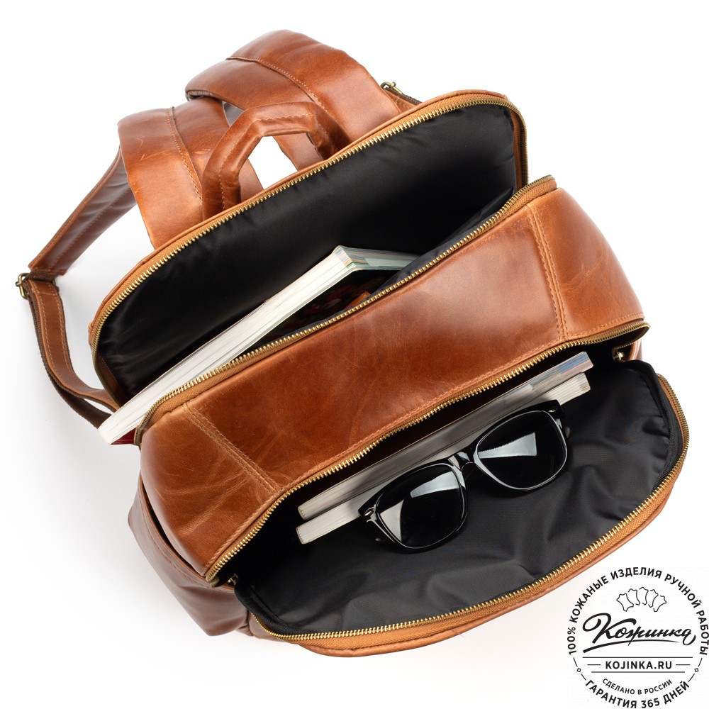 Кожаный рюкзак "Гудвин" (рыжий воск)