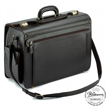 Кожаный портфель-кофр "Аркадий" (тёмно-коричневый)