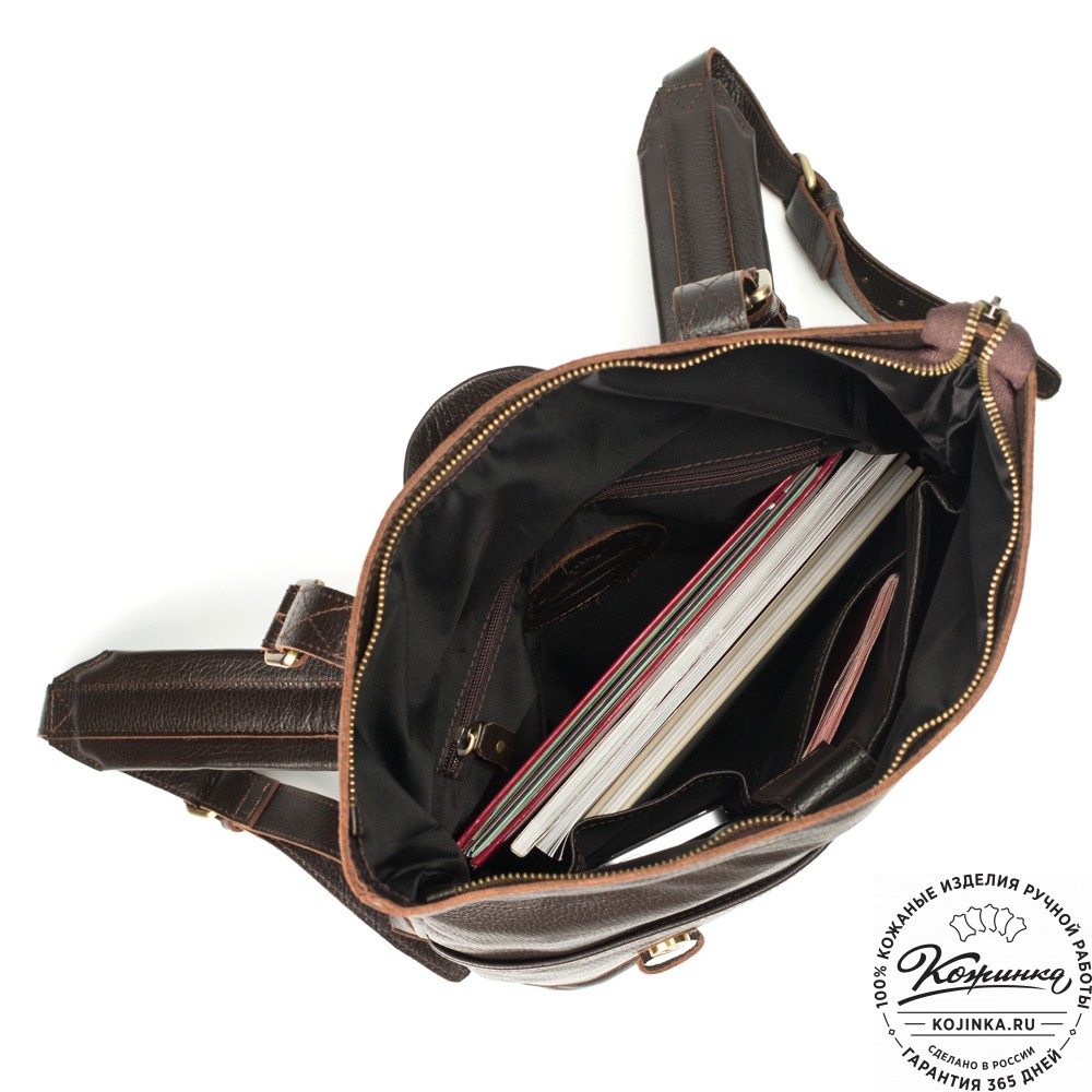 Кожаный рюкзак "Бэнжамин" (тёмно-коричневый)