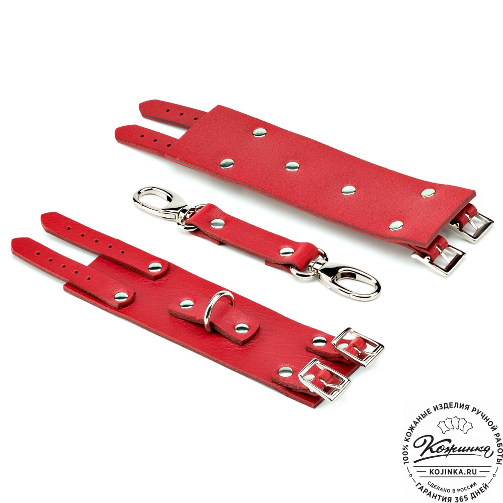 Кожаные наручники "Isold" (красные)