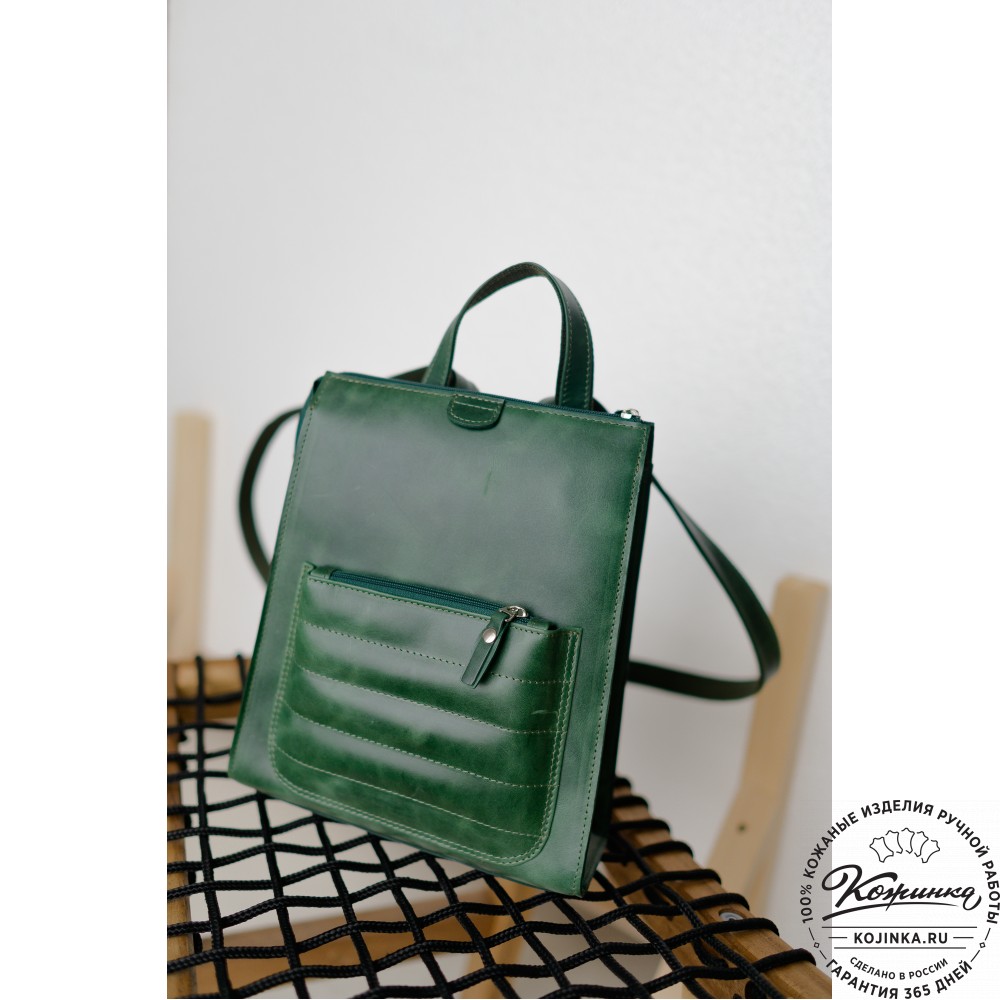 Женский кожаный рюкзак "Скарлетт" (зелёный)