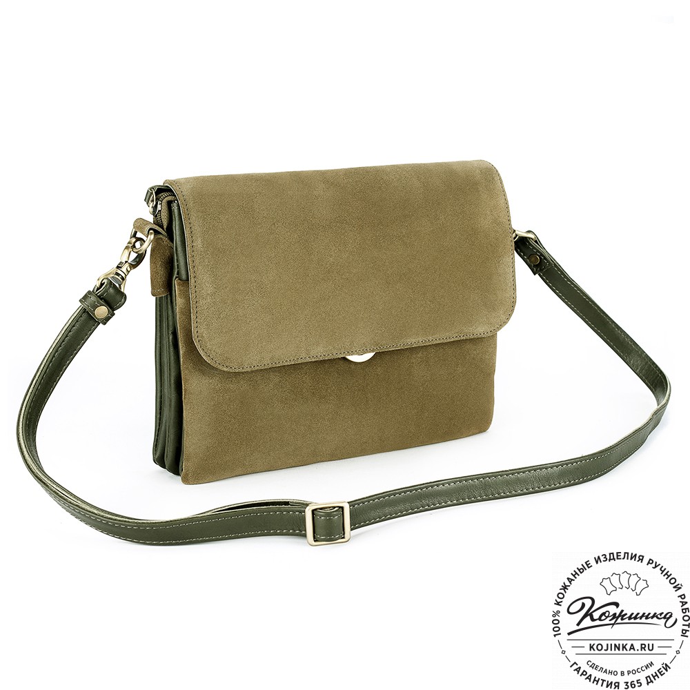 Женская сумка из кожи и замши  "Мишель" (хаки)