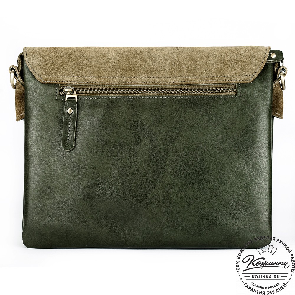 Женская сумка из кожи и замши  "Мишель" (хаки)