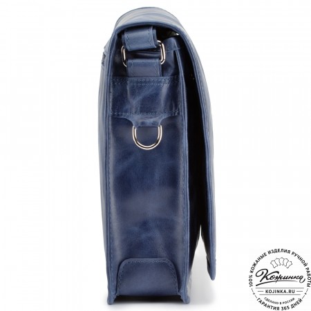 Кожаная сумка "Винсент" (синий  антик)