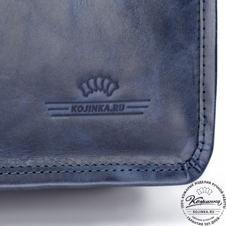 Кожаная сумка "Винсент" (синий  антик)