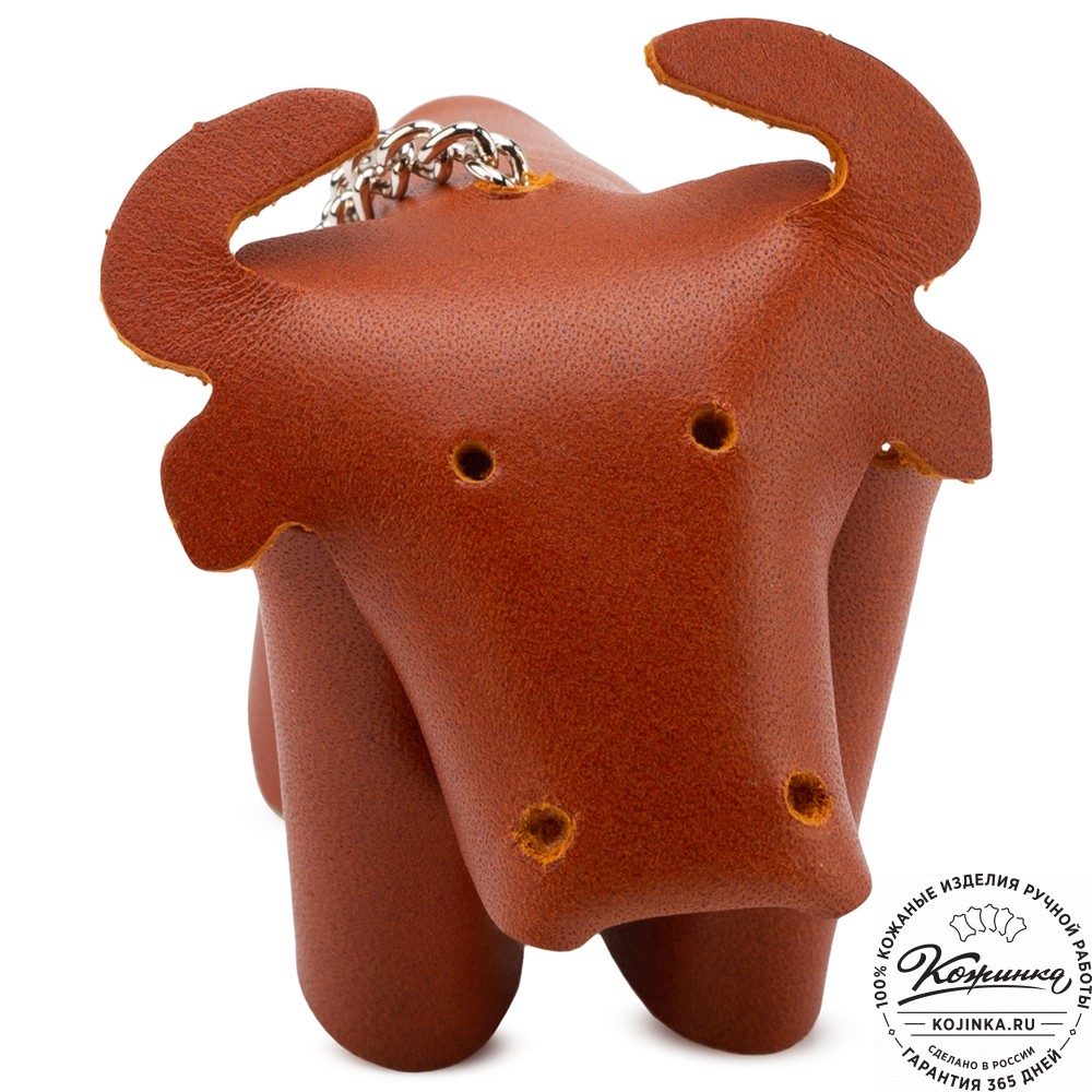 Кожаный брелок "Бычок" (рыжий)