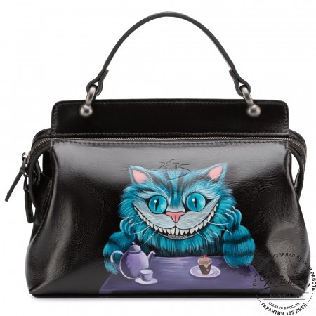 Женская кожаная сумка "Орнелла" "Чешир за чаем" 