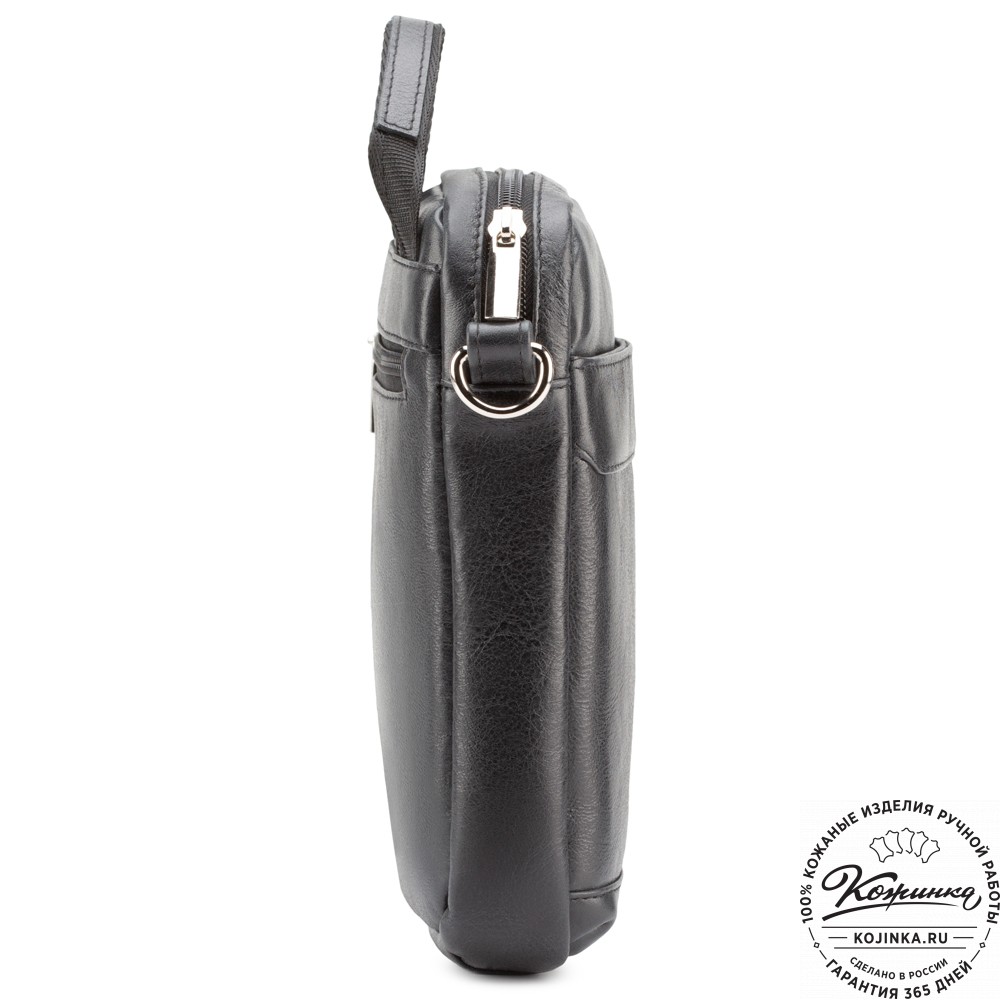 Мужская кожаная сумка "Вальтер" (чёрная)