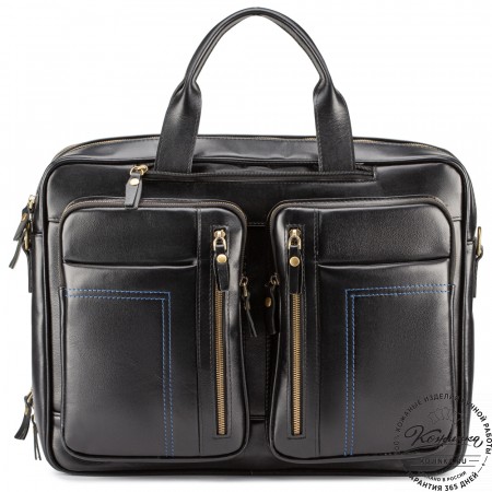 Кожаная деловая сумка "Максимилиан" (чёрная)