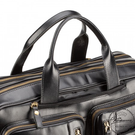 Кожаная деловая сумка "Максимилиан" (чёрная)