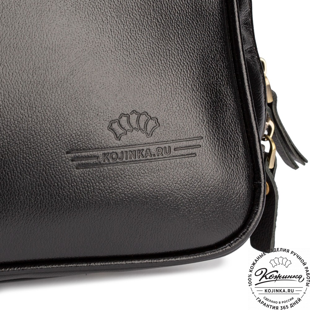 Кожаная деловая сумка "Максимилиан" (чёрная)