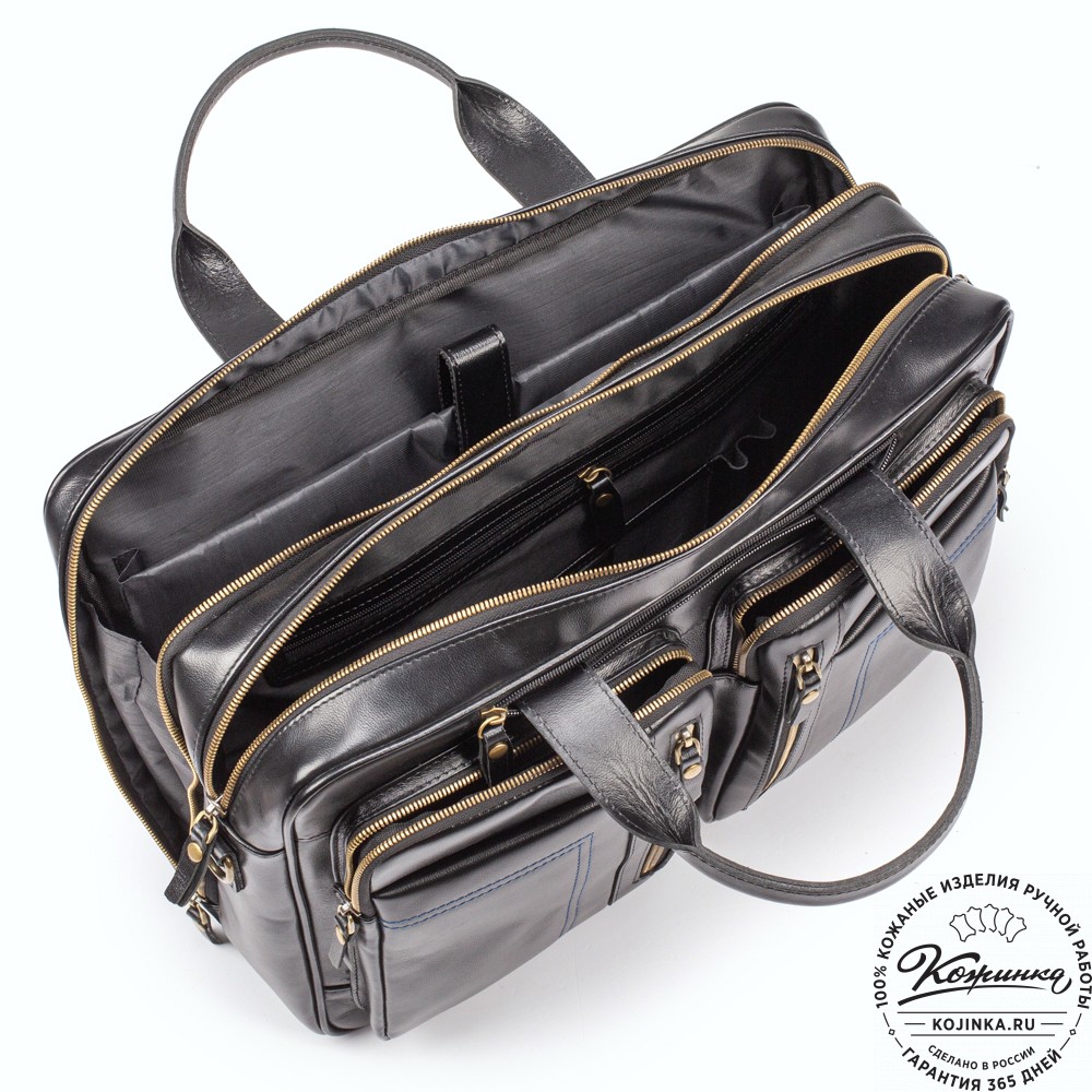 Кожаная деловая сумка "Максимилиан" (чёрная)