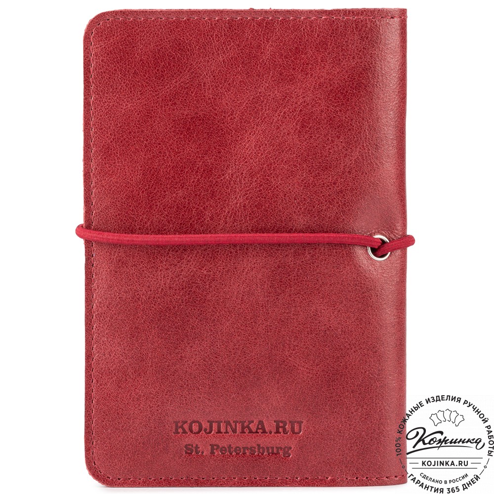Кожаная обложка на паспорт Прага (малина)