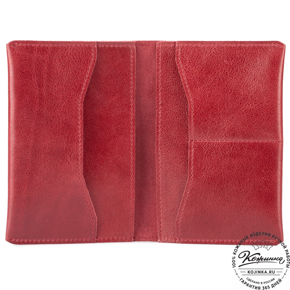 Кожаная обложка на паспорт "Сингапур" (малина)