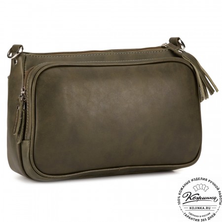 Женская кожаная сумка "Эмма" (хаки гладкая кожа)