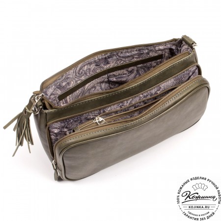 Женская кожаная сумка "Эмма" (хаки гладкая кожа)