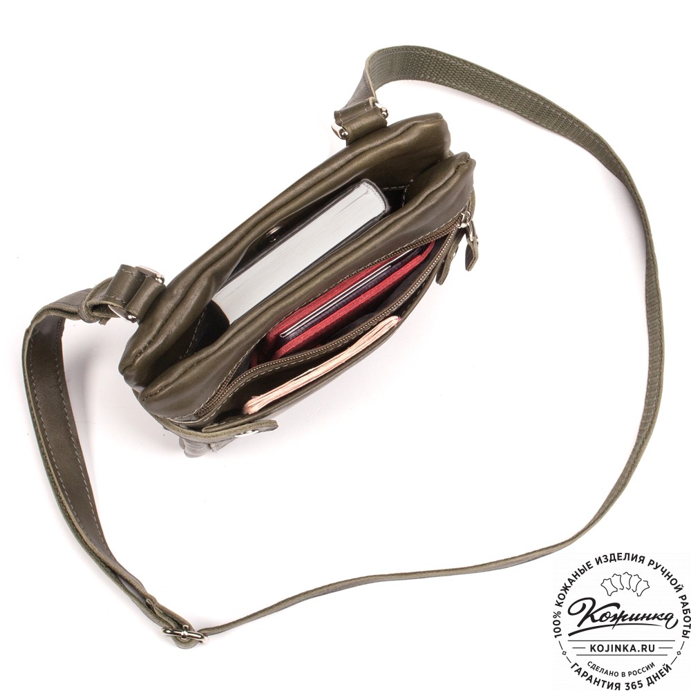 Кожаная сумка "Феликс" (хаки гладкая кожа) 