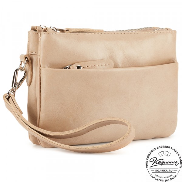 Женская кожаная сумка "Хельга" (бежевая). фото 1