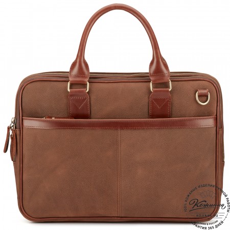 Деловая кожаная сумка "Рудольф" (коричневый крейзи фактура)