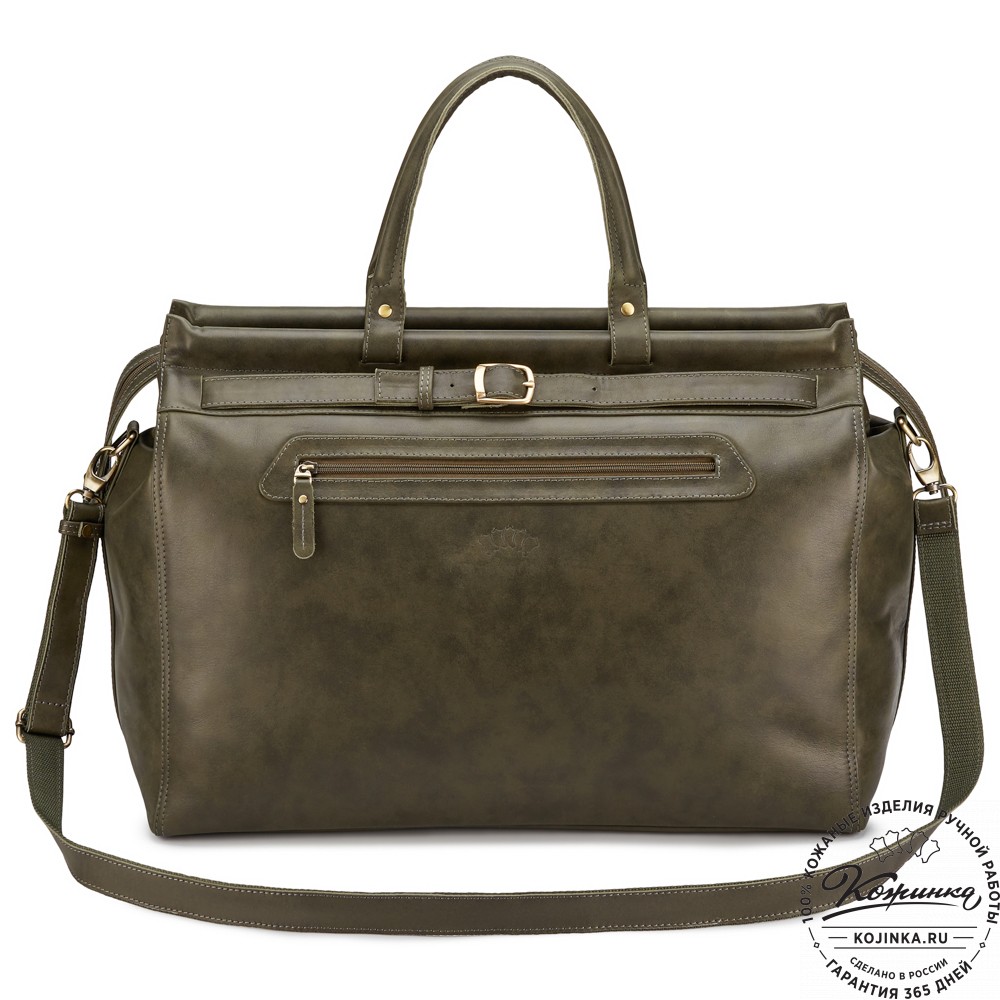 Кожаный дорожный саквояж "Сальери" (хаки гладкая кожа)